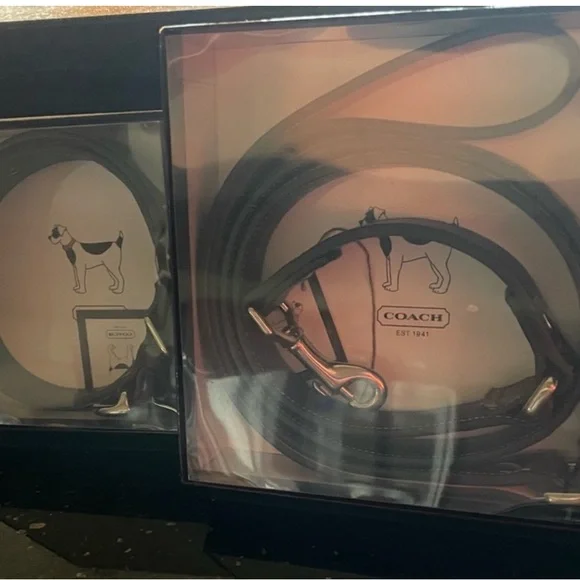 Coach Signature Logo coated canvas and leather collar & leash set - NWT - L - Picture 2 of 9